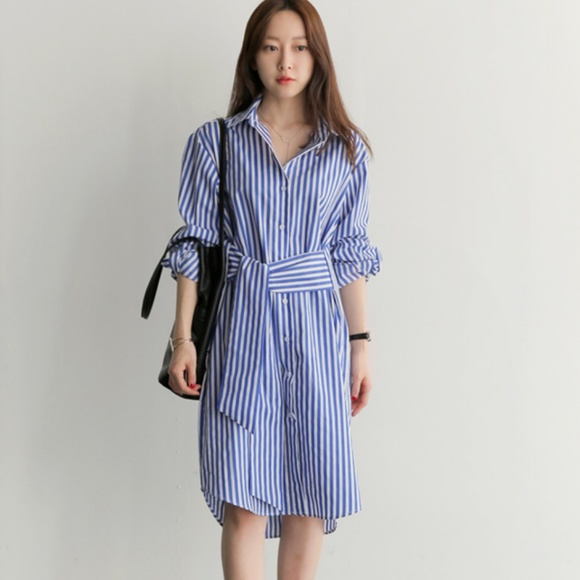 Hamptons Blue & White Striped Shirt Dress - Picture 3 of 8